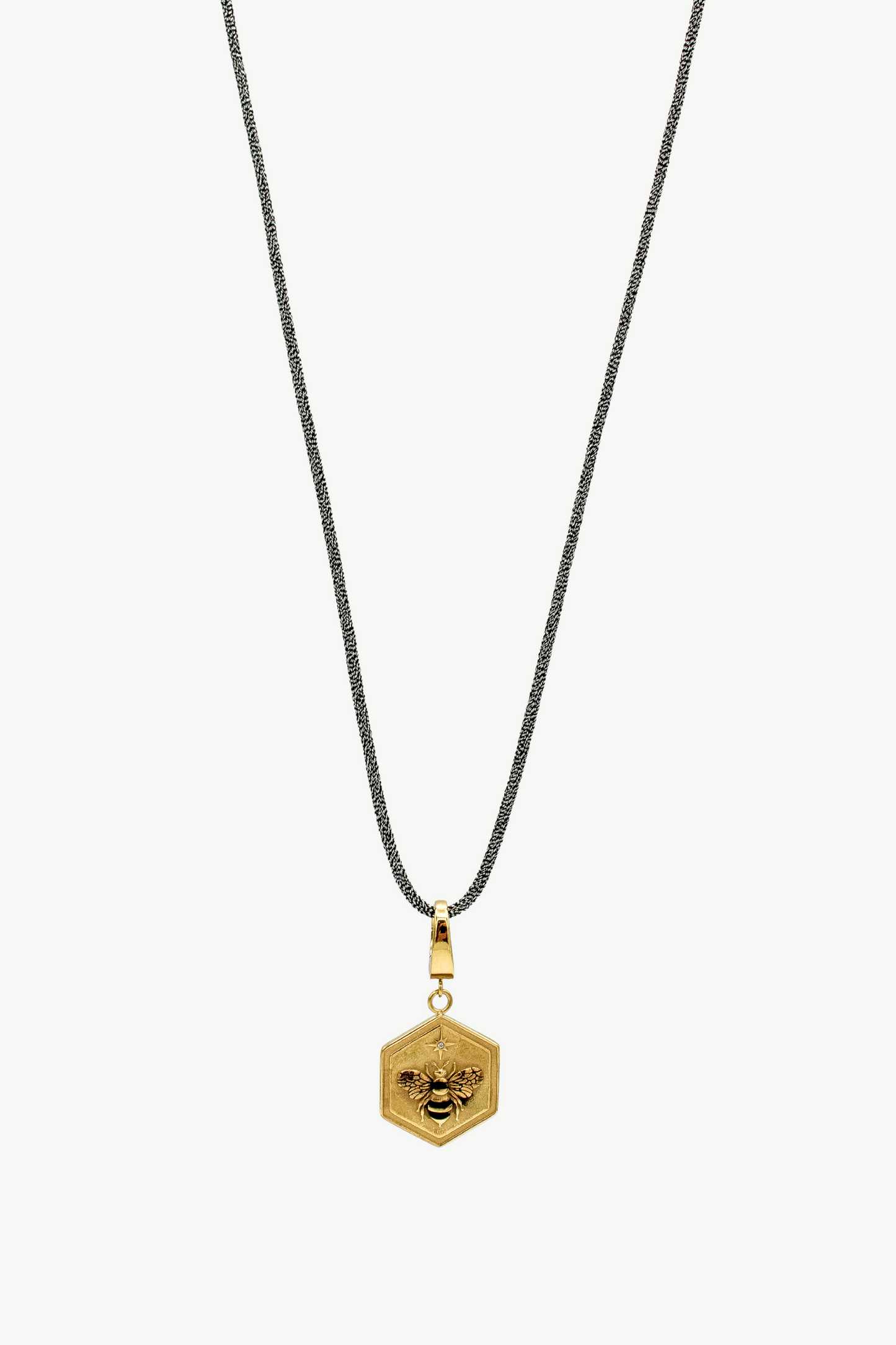 Lurex Cord Necklace - Gunmetal